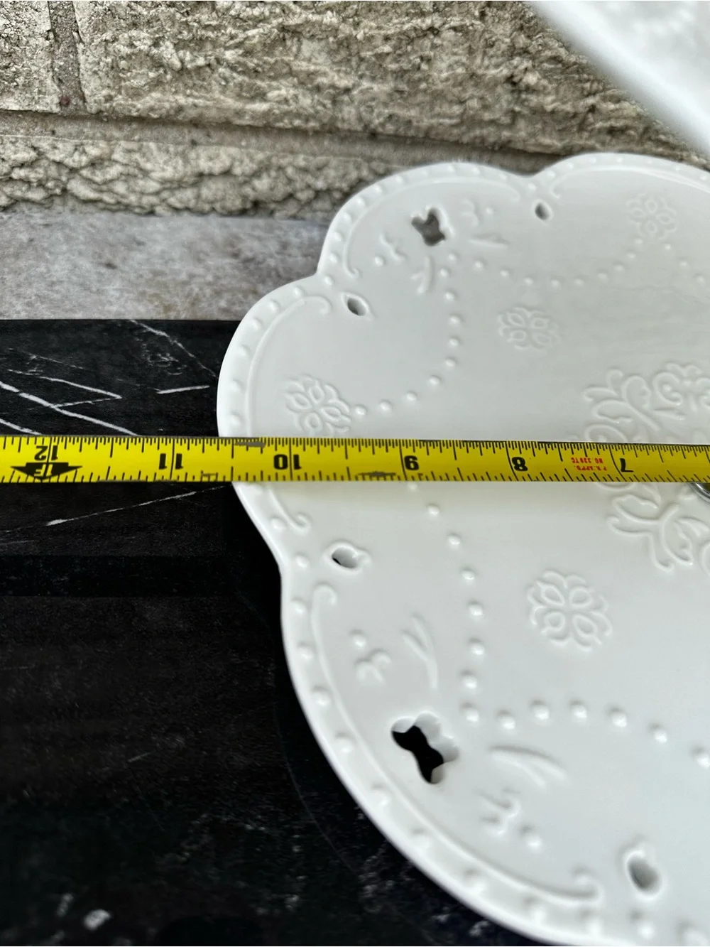 3-Tier White Ceramic embossed Serving Stand - Elegant Dessert Display